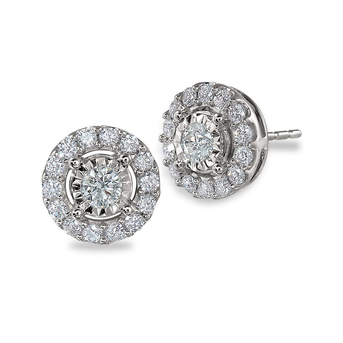 14KT White Gold, Diamond Halo Fashion Earrings: 0.75 CTTW Diamonds