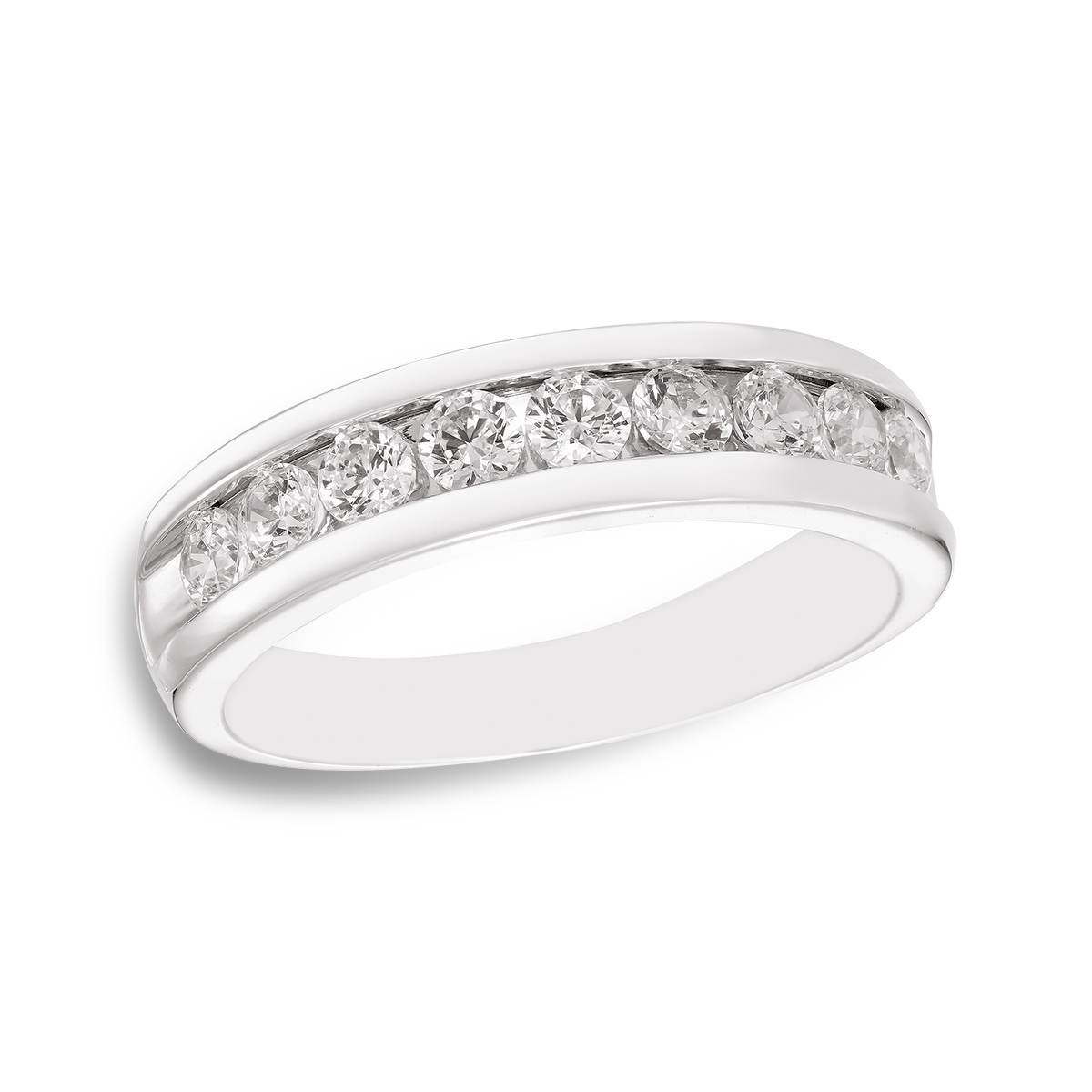 Gent's Channel-Set 10kt White Gold Diamond Band: 1 CTTW
