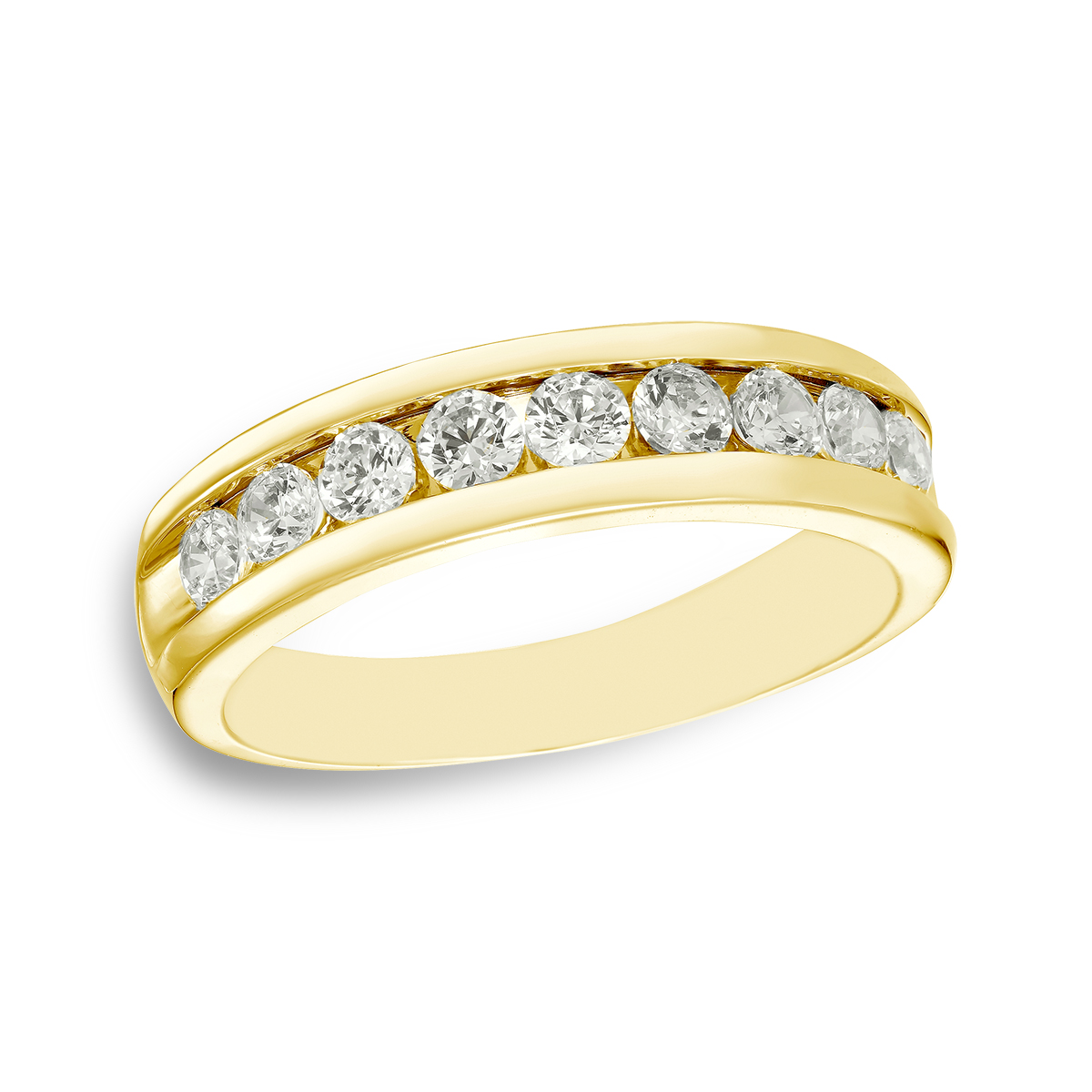 Gent's Channel-Set 10kt Yellow Gold Diamond Band: 1 CTTW