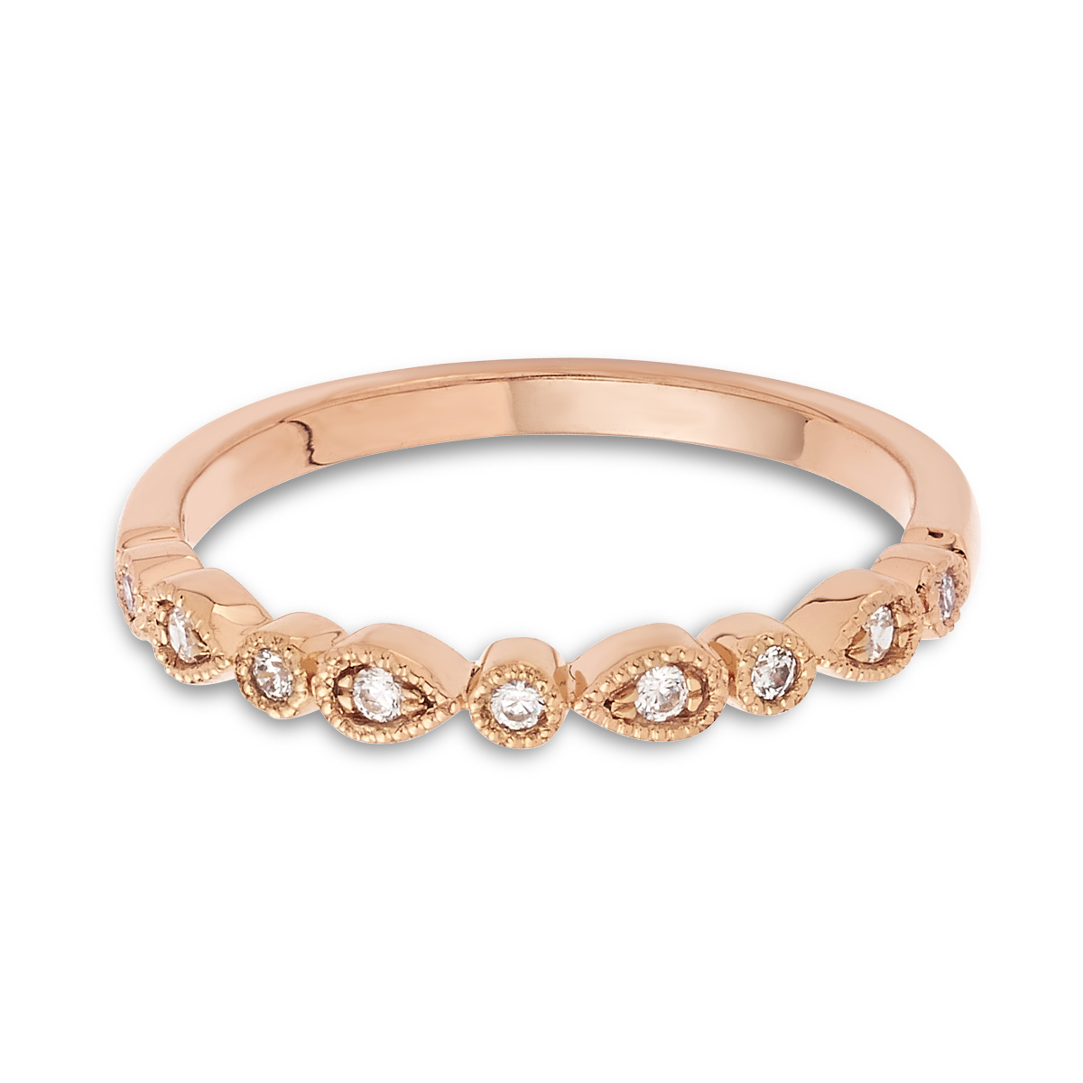 STACKABLES 10KT Rose Gold, Vintage-Inspired Diamond Band: 0.10 CTTW