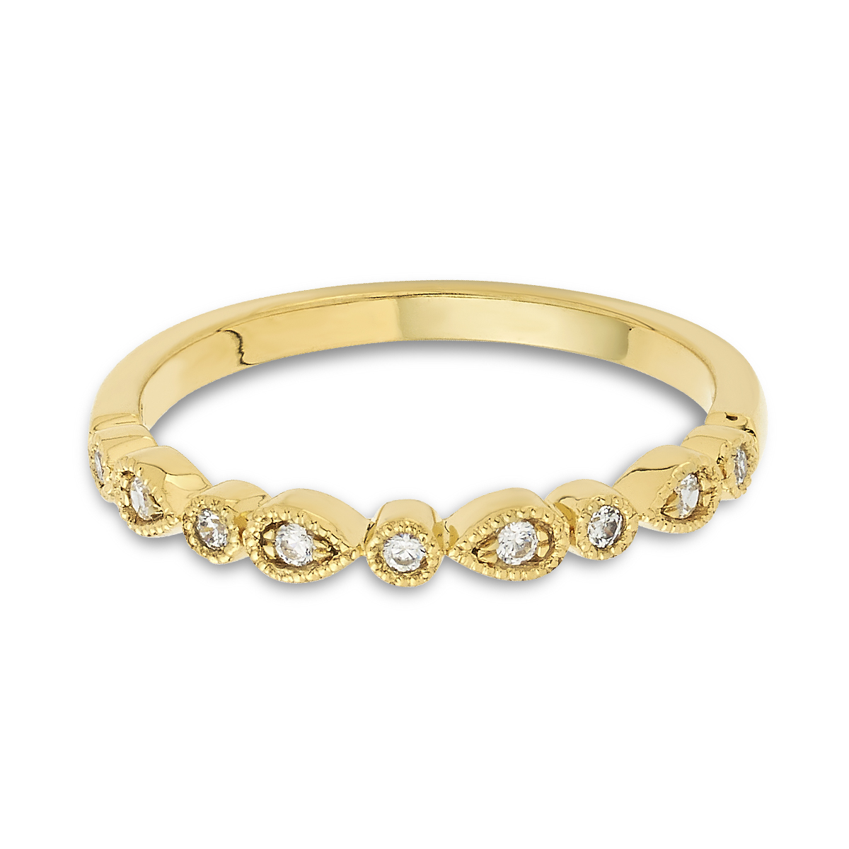 STACKABLES 10KT Yellow Gold, Vintage-Inspired Diamond Band: 0.10 CTTW