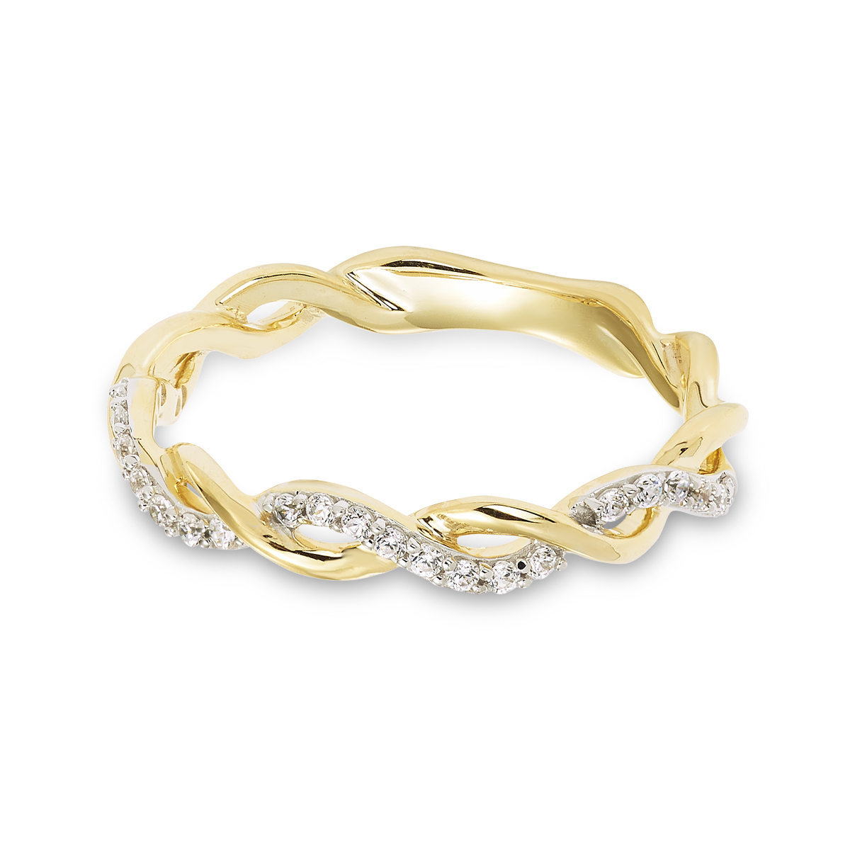 STACKABLES 10KT Yellow Gold and Diamond Twist Band: 0.13 CTTW