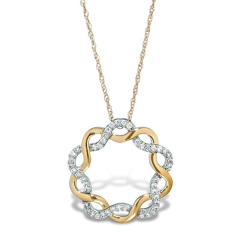 Two-Tone Gold Diamond Twist Pendant: 0.15 CTTW Diamond