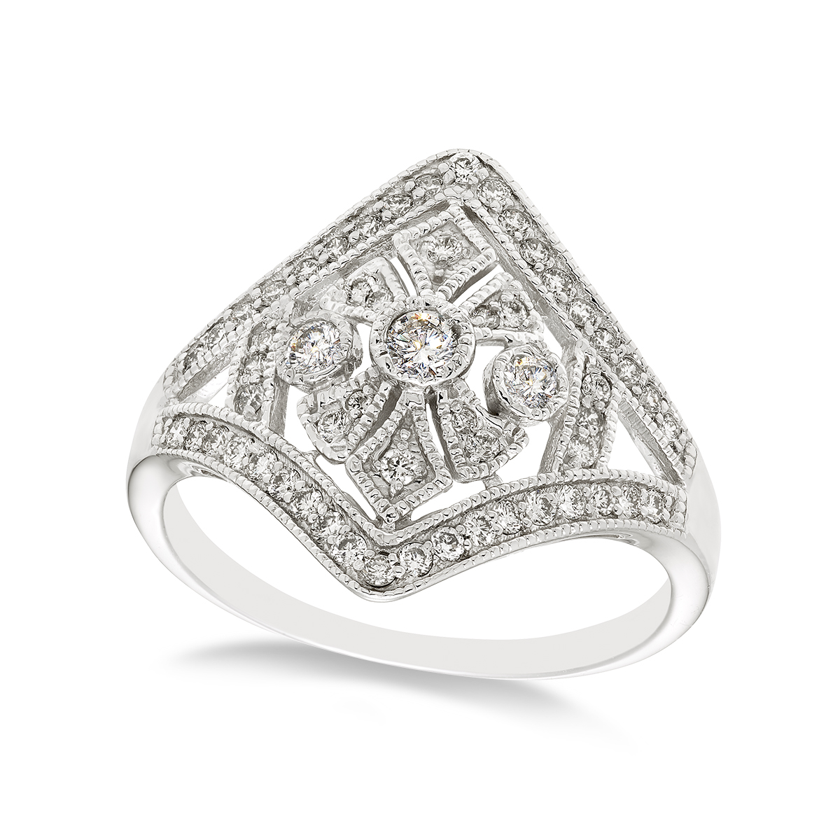 10KT White Gold, Cultured Pearl and Diamond Fashion Ring (Copy)