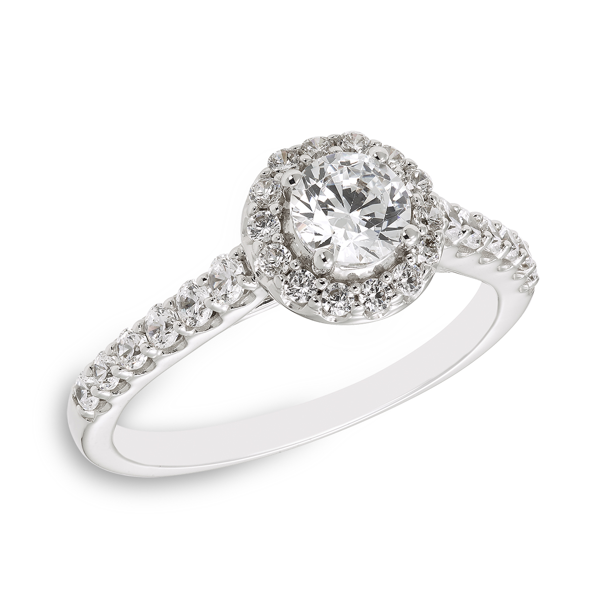 Quinley 14KT White Gold, Round Halo Diamond Bridal Set: 1 CTTW - Image 3