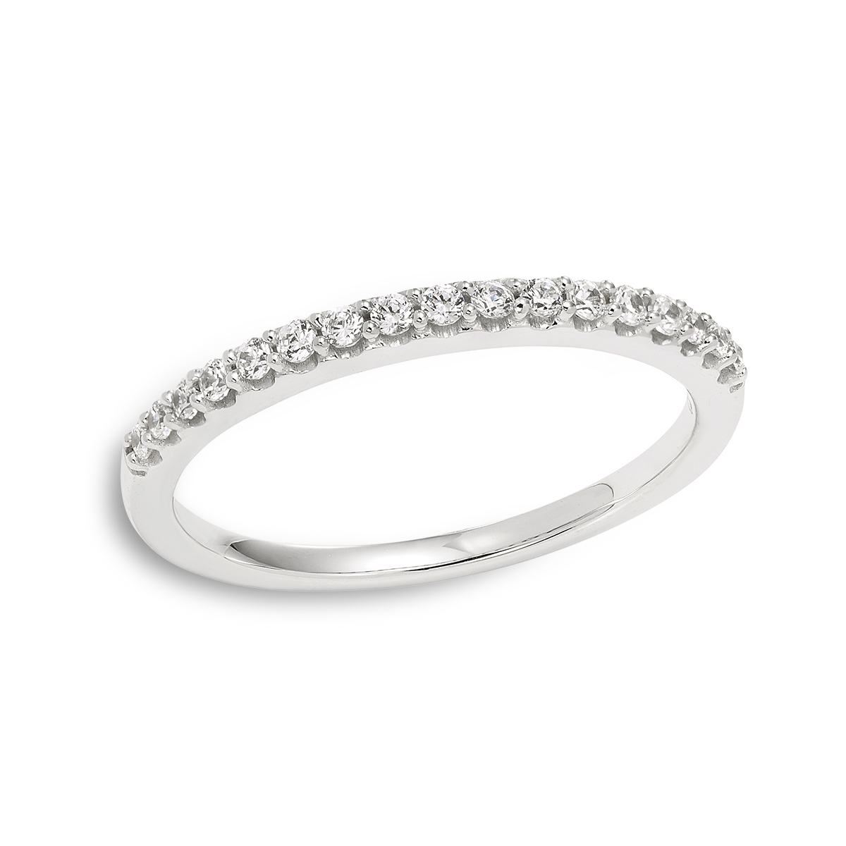 14KT White Gold, Straight Diamond Wedding Ring: 0.20 CTTW