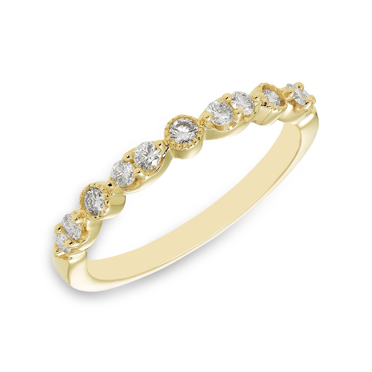 Heirloom Elegance Yellow Gold, Vintage-Inspired Diamond Wedding Band: 0.14 CTTW
