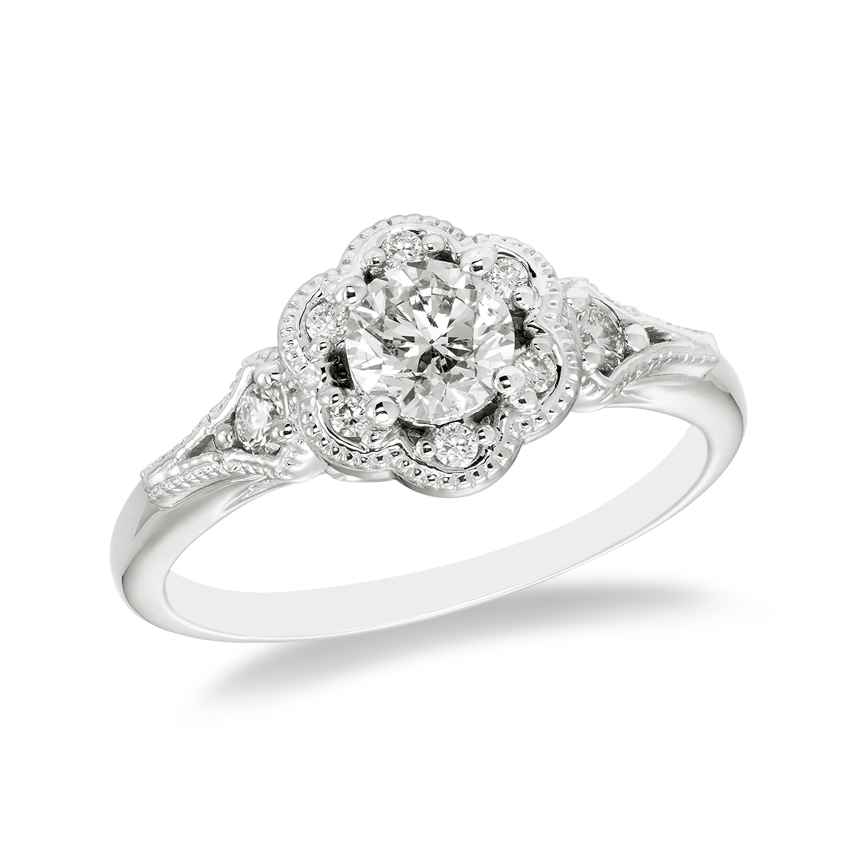 Heirloom Elegance Eva, 14KT Gold and Round Diamond Bridal Set: 7/8 CTTW - Image 2