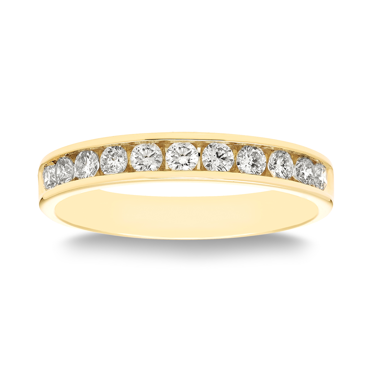 14KT Yellow Gold, Round Diamond Channel Band: 1 CTTW