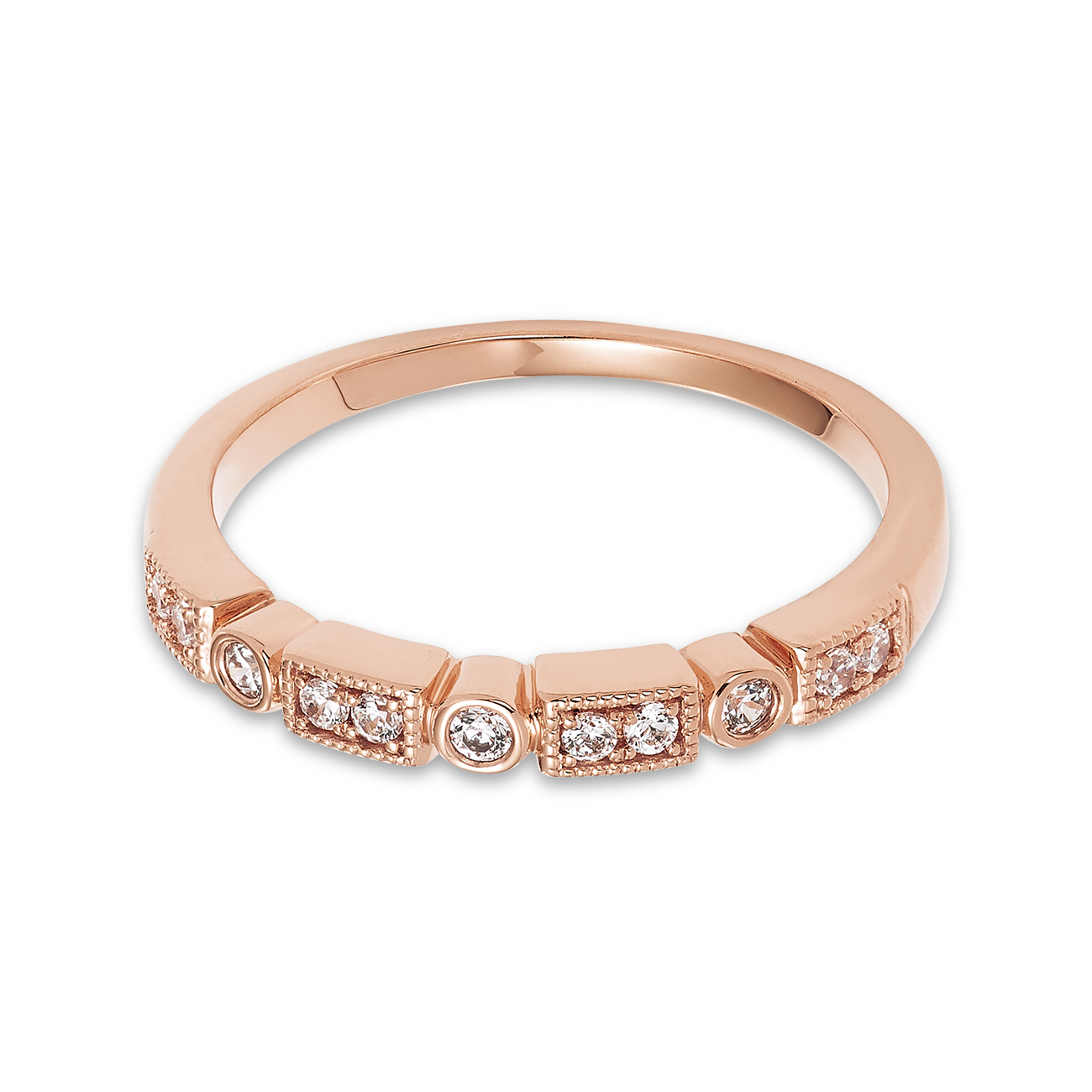 STACKABLES 10KT  Rose Gold Single- and Two-Stone Pattern Ring: 0.16 CTTW