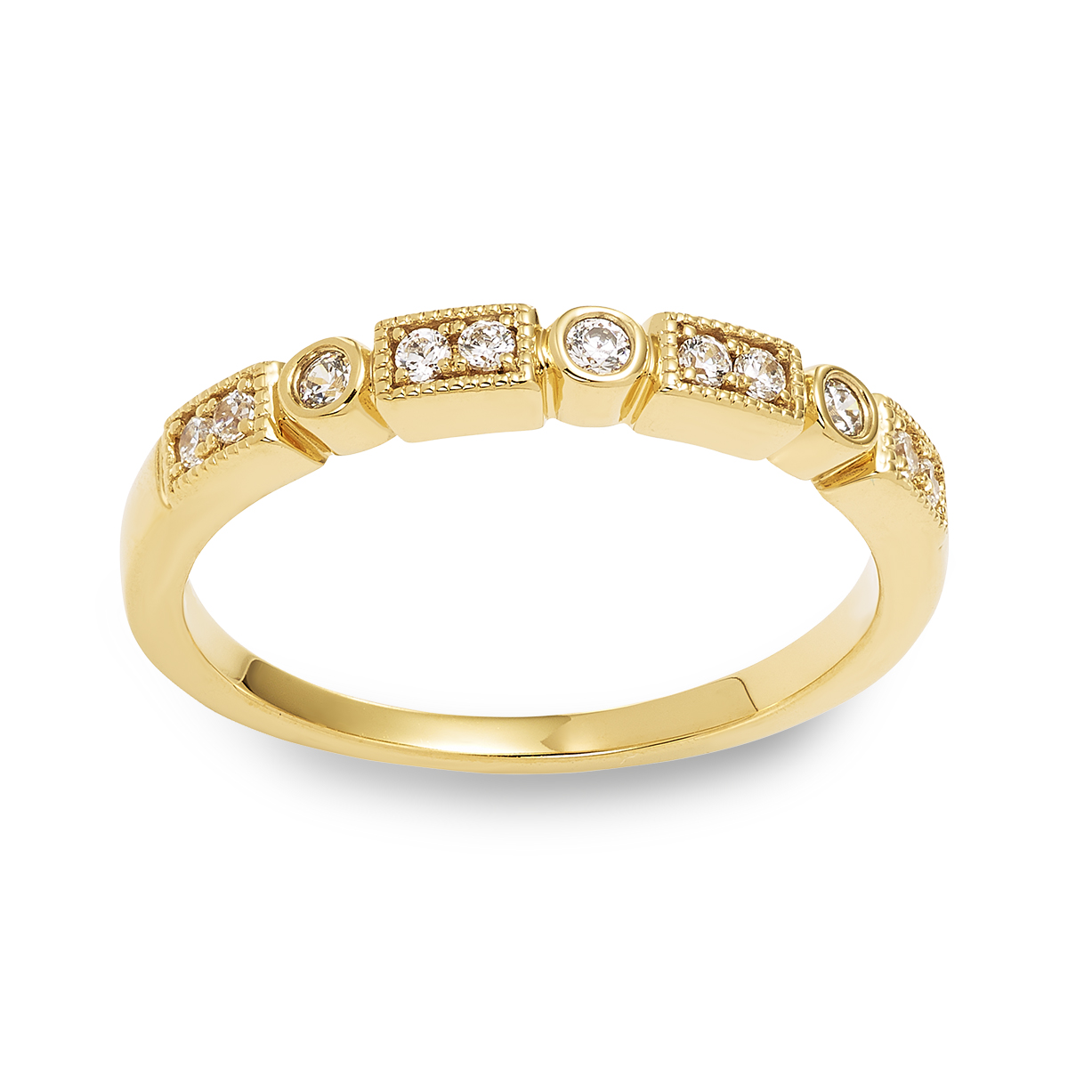 STACKABLES 10KT  Yellow Gold Single- and Two-Stone Pattern Ring: 0.16 CTTW
