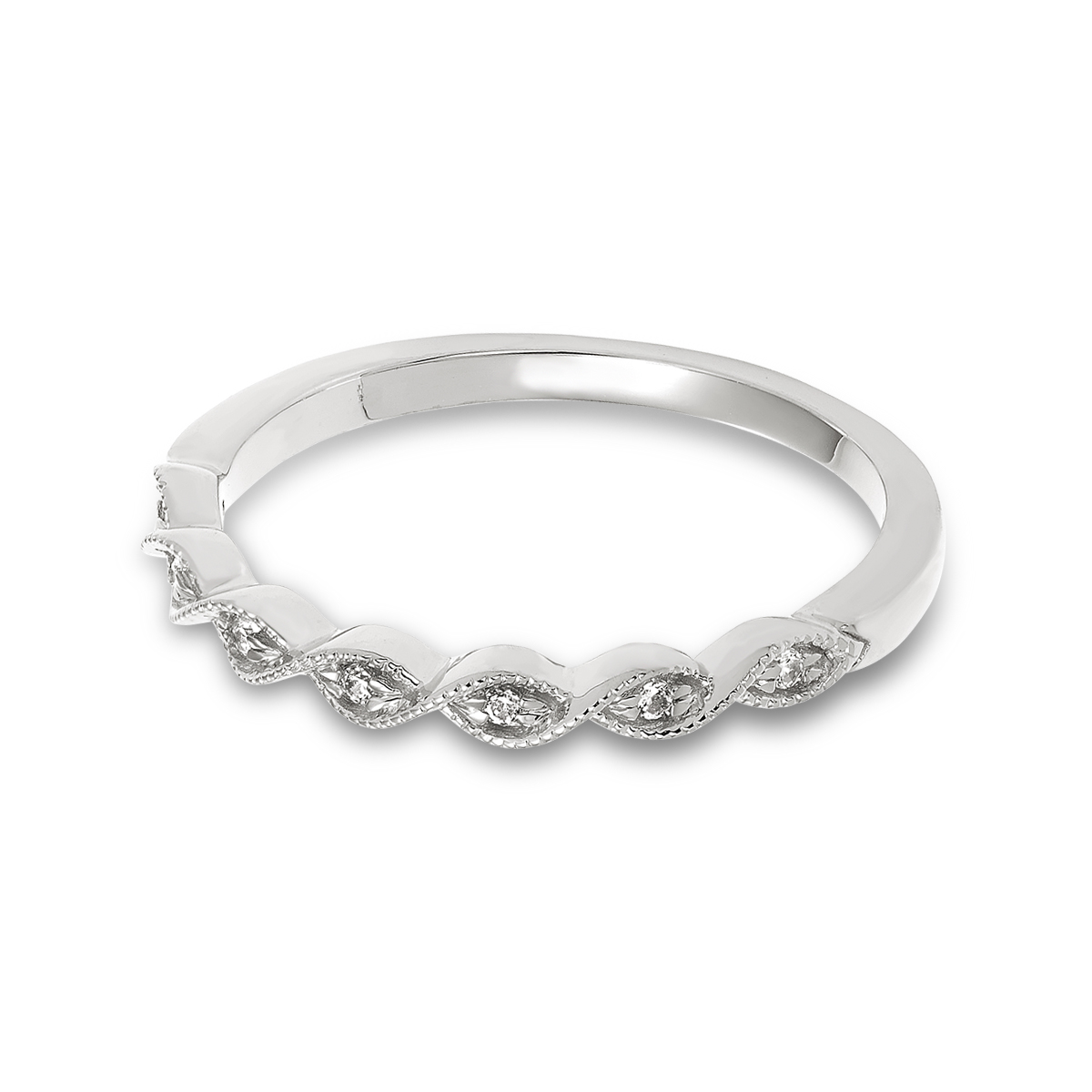 STACKABLES 10KT White Gold and Diamond Band: 0.04 CTTW