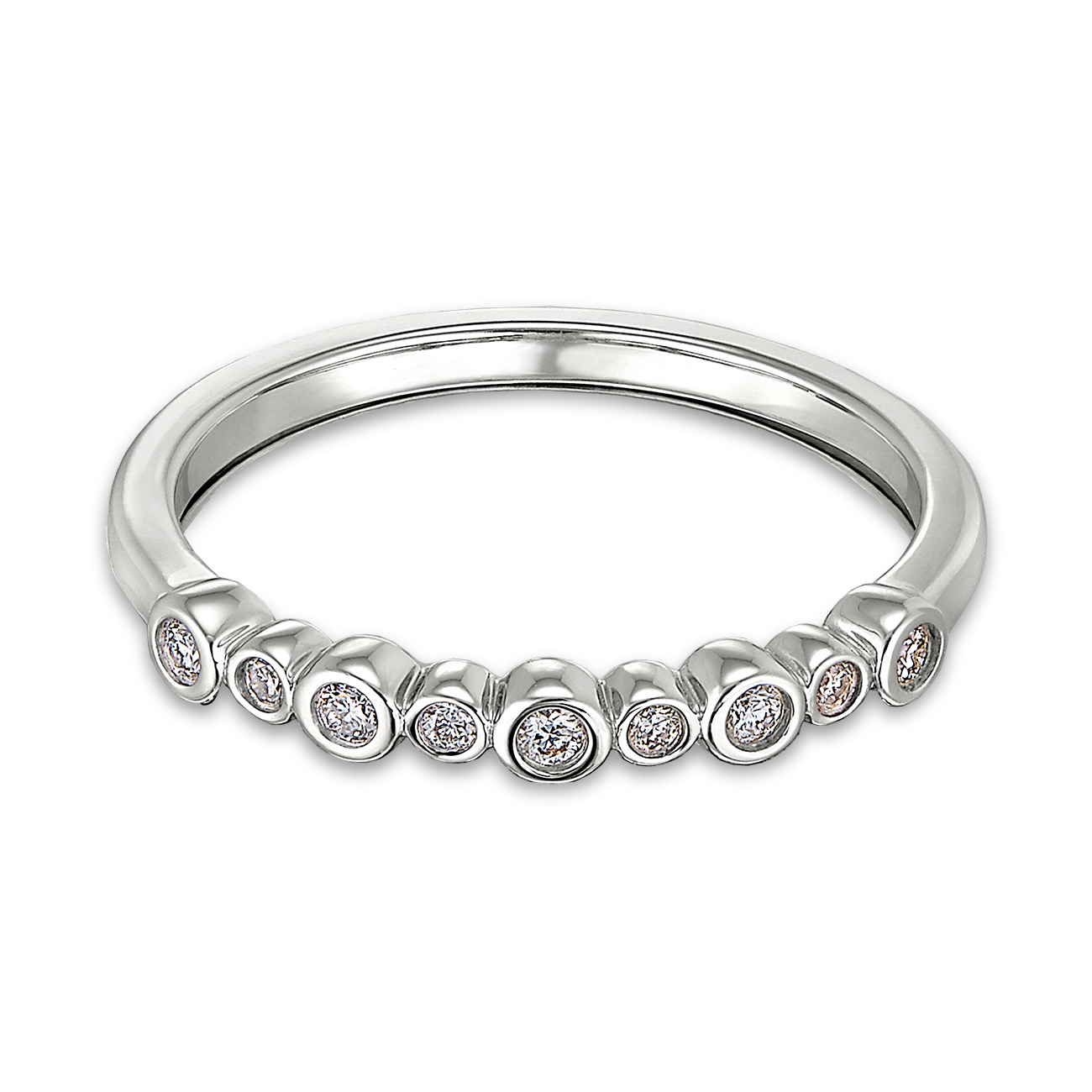 STACKABLES 10KT White Gold Bezel-Diamond Band: 0.10 CTTW