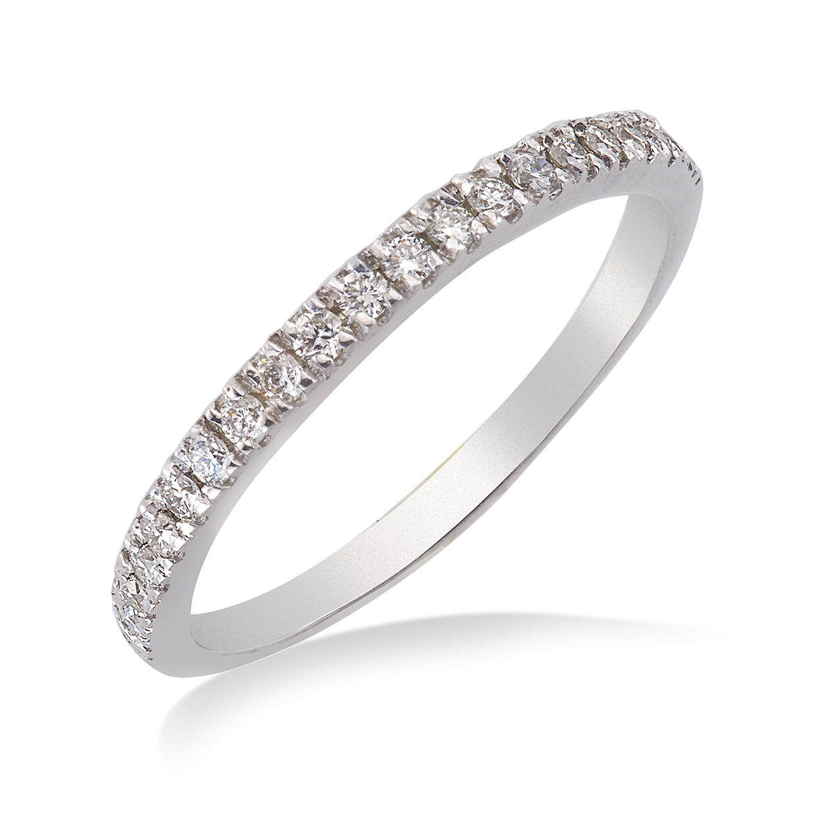 14KT White Gold Straight Diamond Wedding Band: 0.25 CTTW