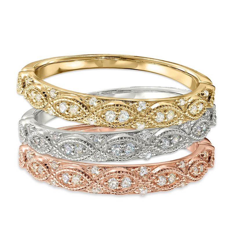 STACKABLES, 14KT Yellow Gold, Vintage-Inspired Diamond Band: 0.13 CTTW