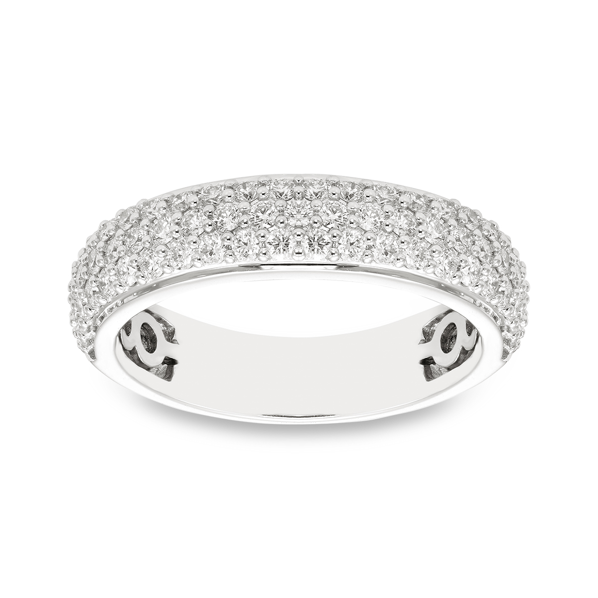 14KT White Gold, Pave Diamond Anniversary Band, Shown 0.75 CTTW