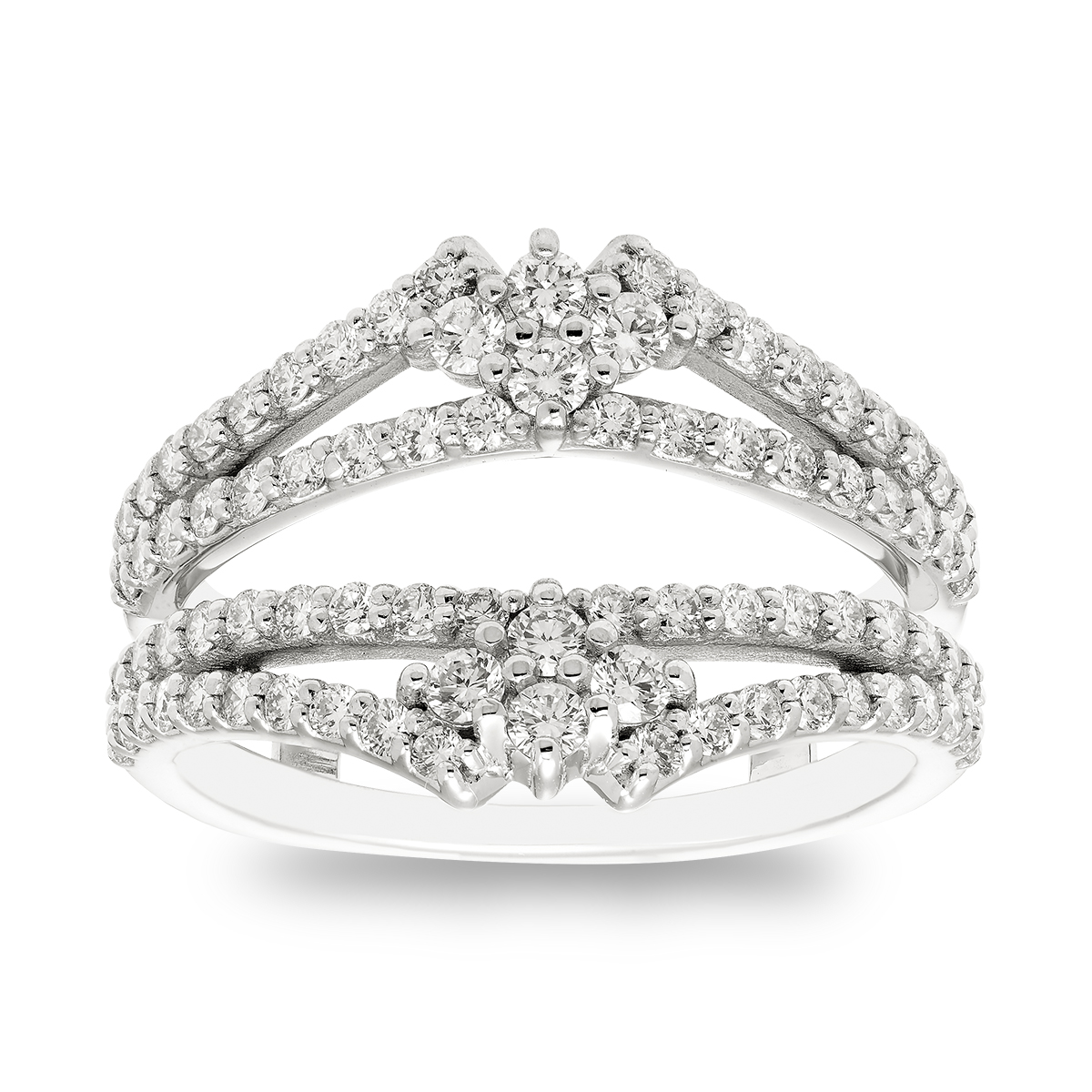 14KT White Gold, 4-Row Round Diamond Insert: 1 CTTW