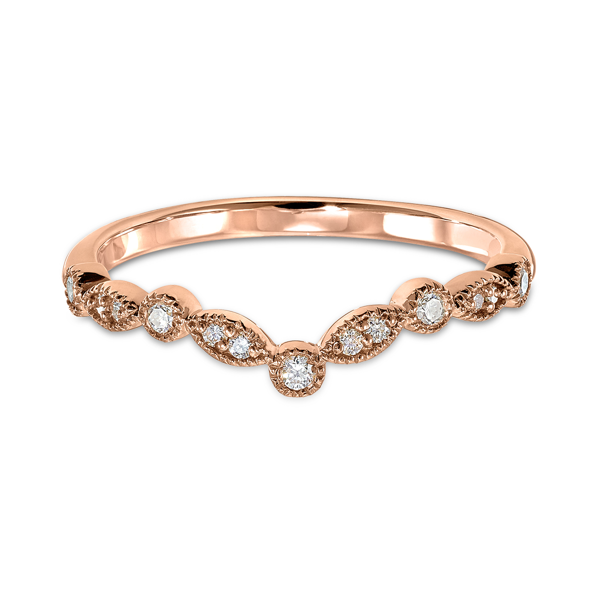 STACKABLES 14KT Rose Gold, Chevron-Style Diamond Band: 0.13 CTTW