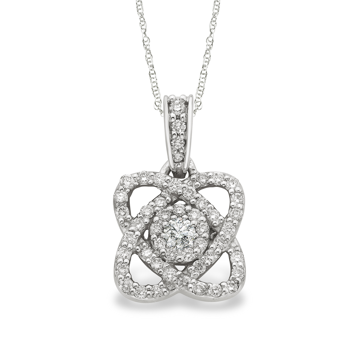 White Gold Diamond Halo Pendant: 0.33 CTTW Diamond