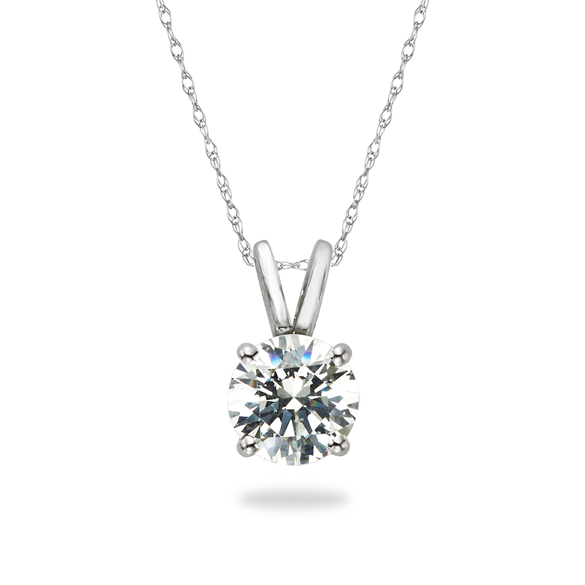 White Gold Diamond Solitaire Pendant: 1.00 CT Diamond