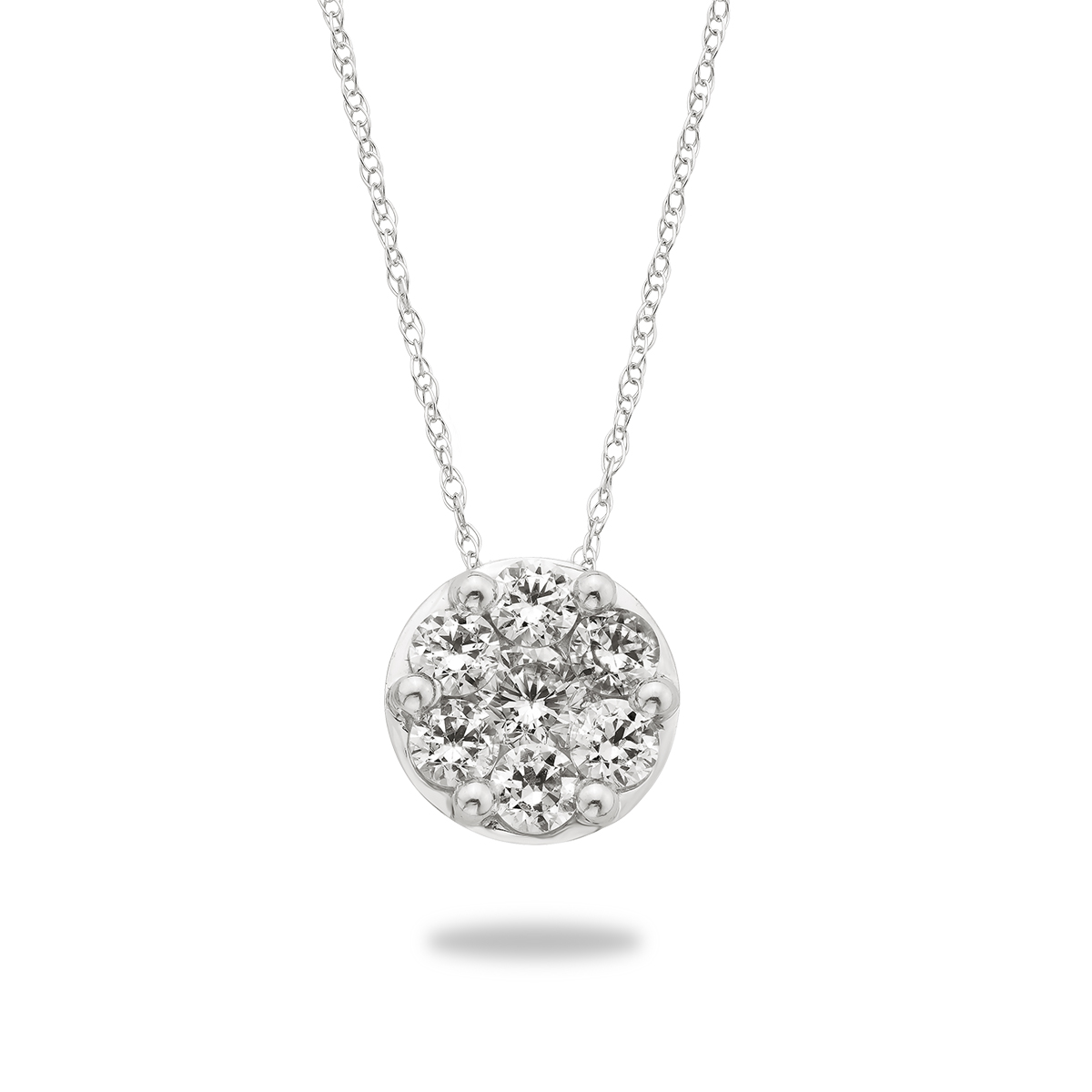 White Gold Round Multi-Diamond Slide Pendant: 0.25 CTTW Diamond
