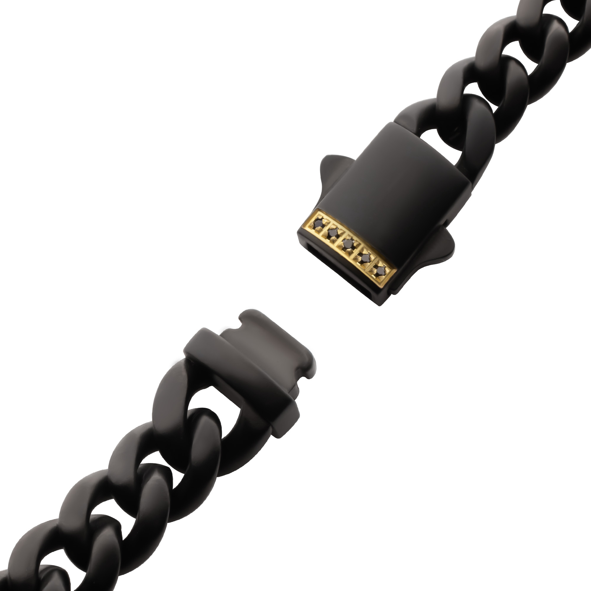 Men's 8mm Black IP Steel Matte Finish Miami Cuban Chain bracelet with Genuine Black Sapphire gems - Image 3