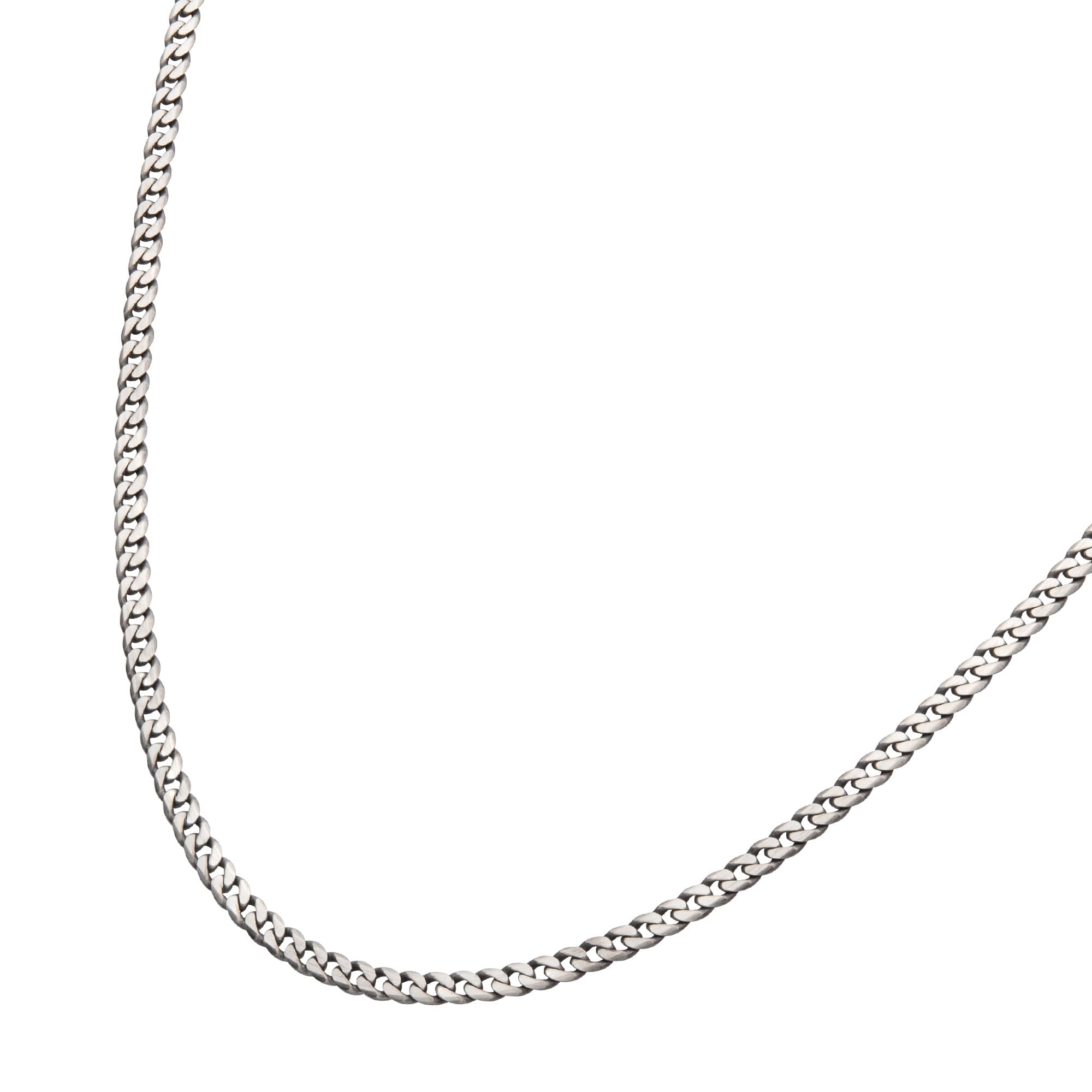 Men's 3.6mm 925 Italy Silver Black Rhodium Plated Brushed Satin Finish Diamond Cut Curb Chain Necklace with Flat Lobster Claw Clasp