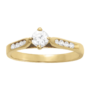 14K Yellow Gold Semi-Mount Diamond Engagement Ring: 1/10 CTTW
