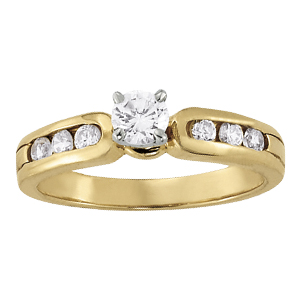 14K Yellow Gold Semi-Mount Diamond Engagement Ring:  1/5 CTTW
