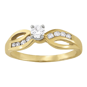 14K Yellow Gold Semi-Mount Diamond Engagement Ring: 1/8 CTTW