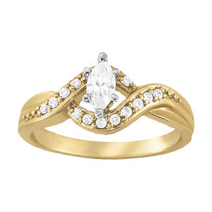 14K Yellow Gold Semi-Mount Diamond Engagement Ring: 1/6 CTTW