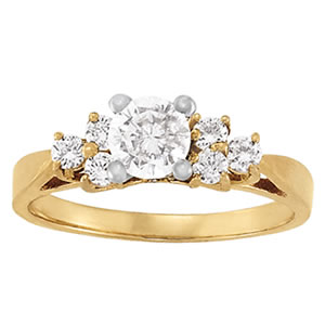 14K Yellow Gold Semi-Mount Diamond Engagement Ring: 1/4 CTTW