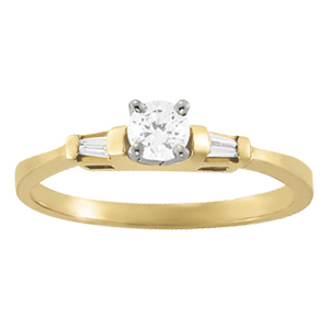 14K Yellow Gold Semi-Mount Diamond Engagement Ring: 1/15 CTTW