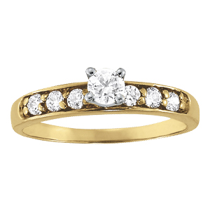 14K Yellow Gold Semi-Mount Diamond Engagement Ring: 1/5 CTTW