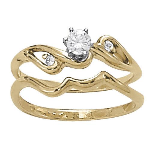 14K Yellow Gold Semi-Mount Diamond Engagement Ring: 1/20 CTTW
