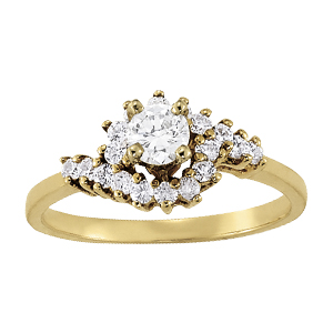 14K Yellow Gold Semi-Mount Diamond Engagement Ring: 1/5 CTTW