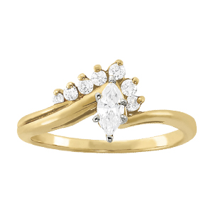 14K Yellow Gold Semi-Mount Diamond Engagement Ring: 1/6 CTTW