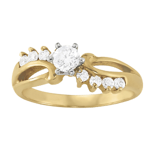 14K Yellow Gold Semi-Mount Diamond Engagement Ring: 1/5 CTTW
