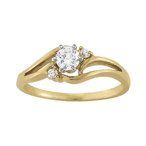 14K Yellow Gold Semi-Mount Diamond Engagement Ring: 1/20 CTTW