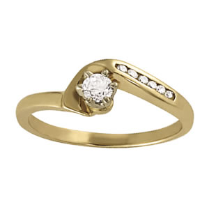 14K Yellow Gold Semi-Mount Diamond Engagement Ring: 1/20 CTTW