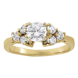 14K Yellow Gold Semi-Mount Diamond Engagement Ring: 1/2 CTTW