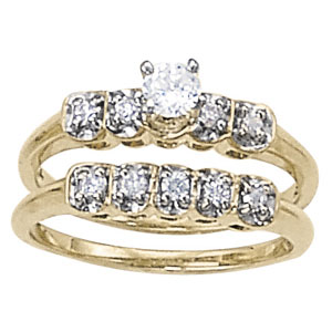 14K Yellow Gold Semi-Mount Diamond Engagement Ring: 1/10 CTTW