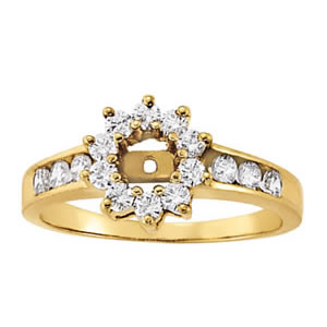14K Yellow Gold Semi-Mount Diamond Engagement Ring: 1/2 CTTW