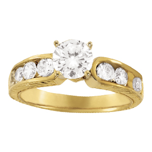 14K Yellow Gold Semi-Mount Diamond Engagement Ring: 3/4 CTTW
