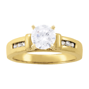 14K Yellow Gold Semi-Mount Diamond Engagement Ring: 1/8 CTTW