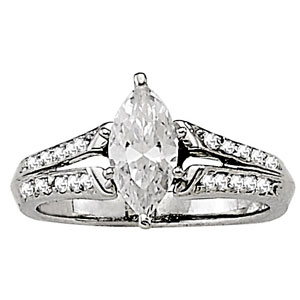 14K White Gold Semi-Mount Diamond Engagement Ring: 1/5 CTTW