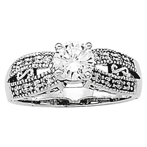 14K White Gold Semi-Mount Diamond Engagement Ring: 1/3 CTTW