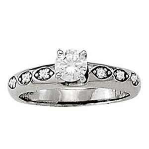 14K White Gold Semi-Mount Diamond Engagement Ring: 1/10 CTTW