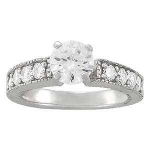 14K White Gold Semi-Mount Diamond Engagement Ring: 1/2 CTTW