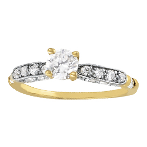 14K Yellow Gold Semi-Mount Diamond Engagement Ring: 1/3 CTTW